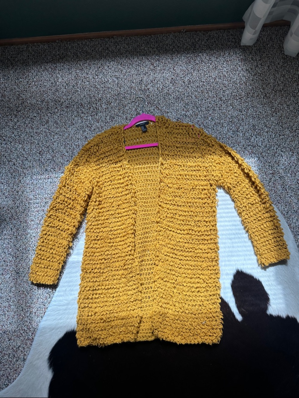 Forever 21 Mustard Open-Front Chunky Knit Cardigan